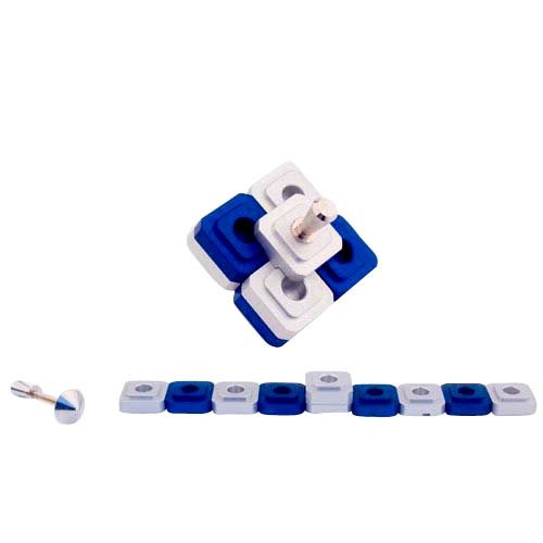 Agayof Compact Two in One Dreidel Menorah - Blue, Silver and Black Colors