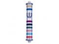 Agayof Cylinder Mezuzah Case with Bands and Curving Shin, Dark Colors  6 Inches