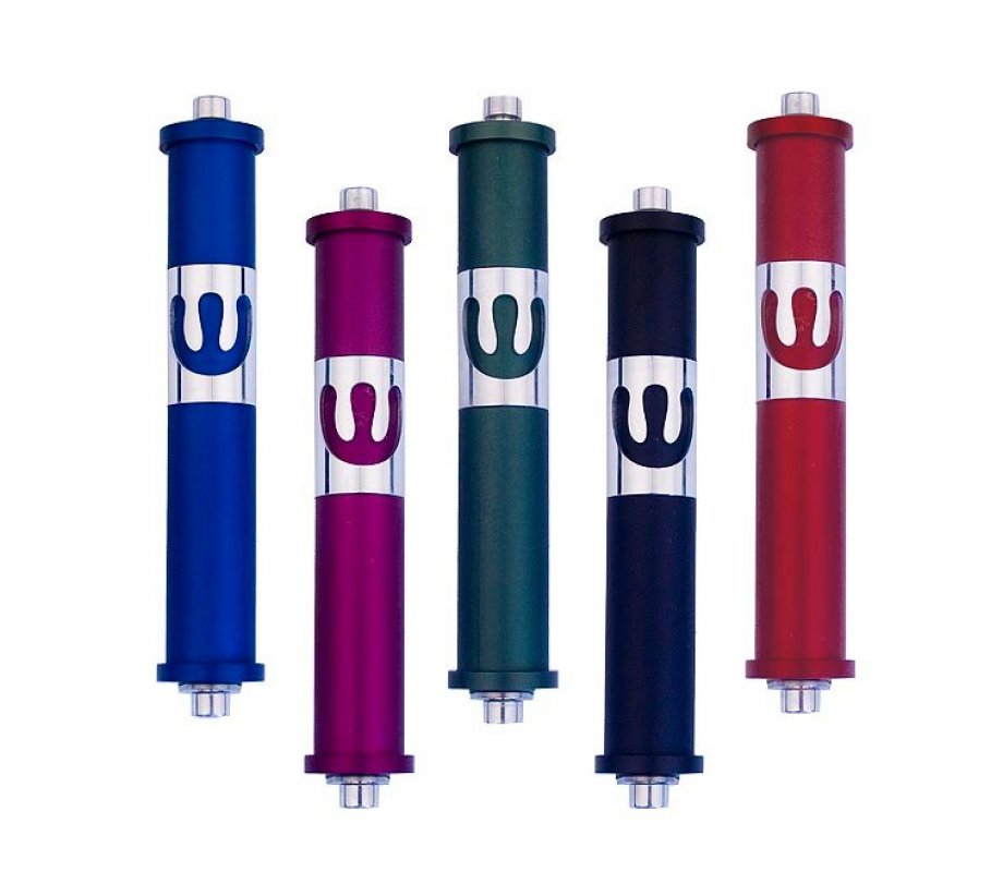 Agayof Cylinder Mezuzah Case with Curving Shin, in Dark Colors - 6 Inches Height