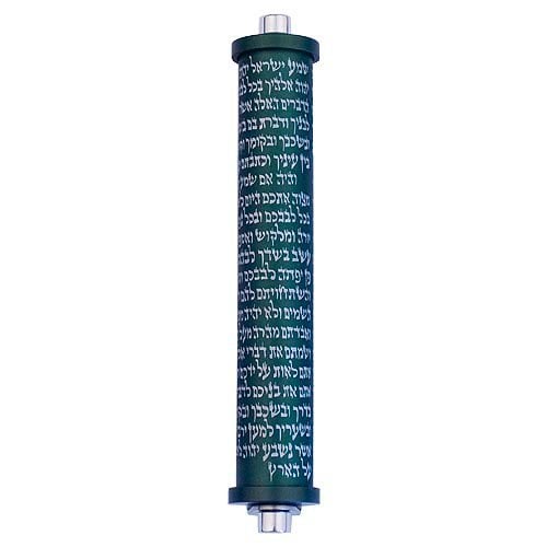 Agayof Cylinder Mezuzah Case with Shema Prayer, Dark Colors - 4 Inches Height