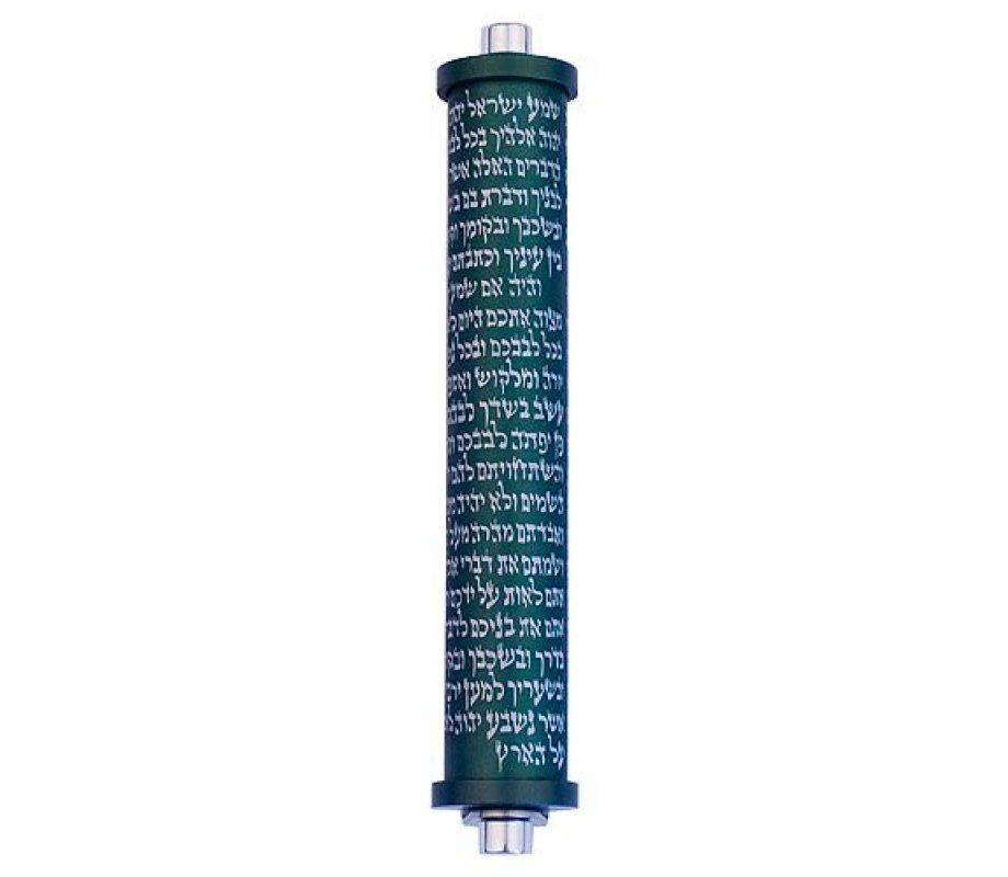 Agayof Cylinder Mezuzah Case with Shema Prayer, Dark Colors - 6 Inches Height