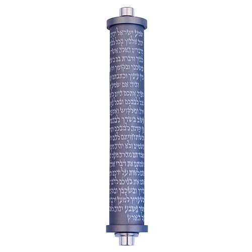 Agayof Cylinder Mezuzah Case with Shema Prayer, Light Colors - 5 Inches Height