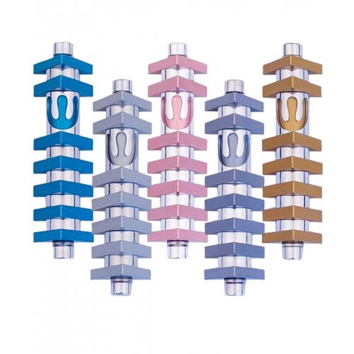 Agayof Cylinder Mezuzah Case with Triangles, Light Colors - 4 Inches Height