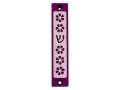 Agayof Mezuzah Case, Five Flowers and Shin in Dark Colors  4 Inches Height