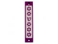 Agayof Mezuzah Case, Five Flowers and Shin in Dark Colors  4 Inches Height