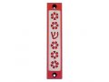 Agayof Mezuzah Case, Five Flowers and Shin in Dark Colors  4 Inches Height