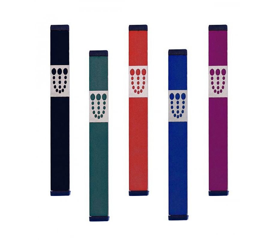 Agayof Mezuzah Case with Bubbly Dots Shin, Dark Colors - 5 Inches Height