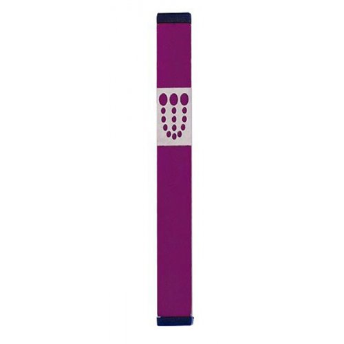 Agayof Mezuzah Case with Bubbly Dots Shin, Dark Colors - 6 Inches Height