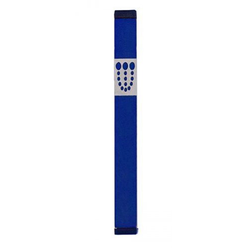 Agayof Mezuzah Case with Bubbly Dots Shin, Dark Colors - 6 Inches Height