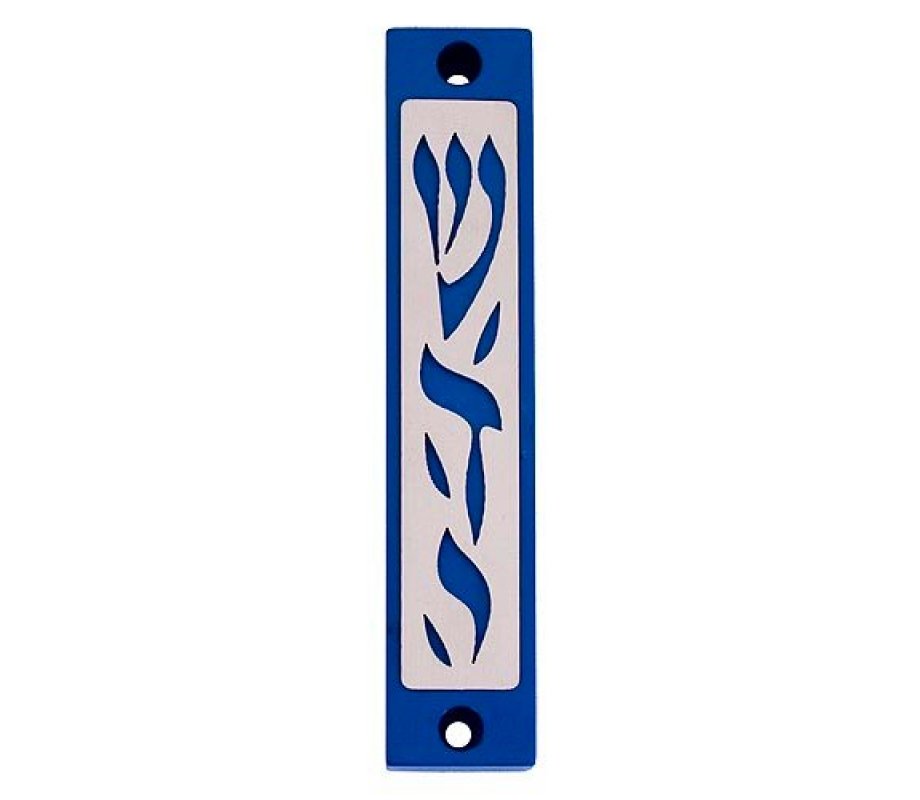 Agayof Mezuzah Case with Letters of Divine Name in Dark Colors - 4 Inches Height