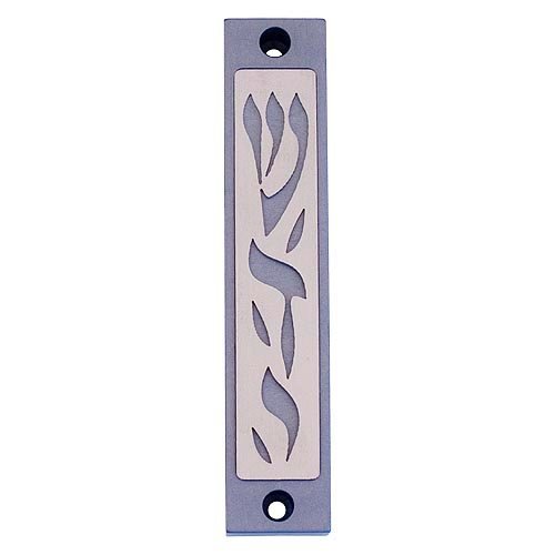 Agayof Mezuzah Case with Letters of Divine Name in Light Colors - 4 Inches Height