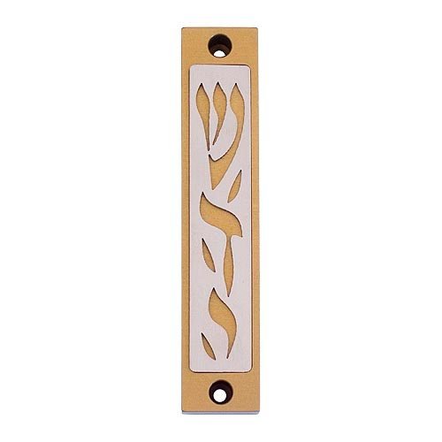 Agayof Mezuzah Case with Letters of Divine Name in Light Colors - 4 Inches Height