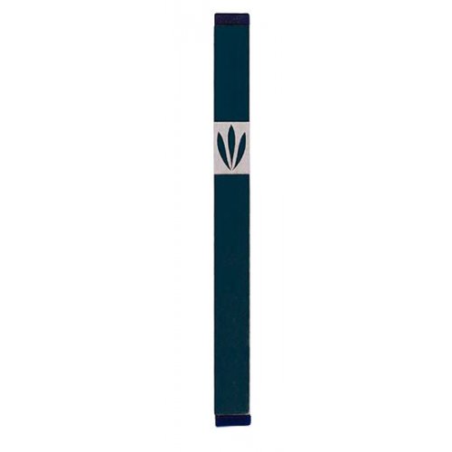 Agayof Mezuzah Case with Shin of Three Leaves, Dark Colors - 4 Inches Height