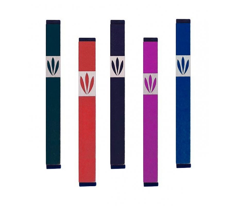 Agayof Mezuzah Case with Shin of Three Leaves, Dark Colors - 4 Inches Height