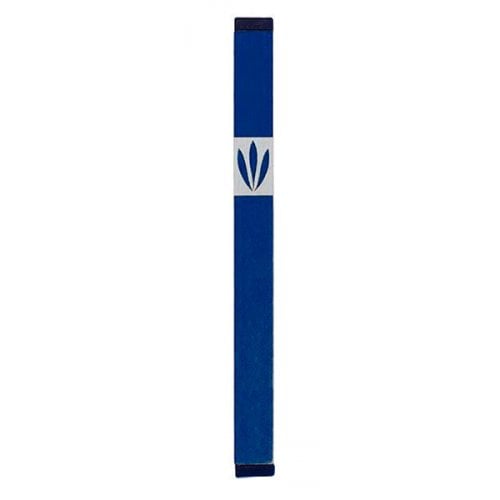 Agayof Mezuzah Case with Shin of Three Leaves, Dark Colors - 7 Inches Height