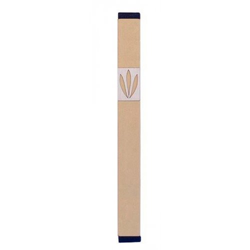 Agayof Mezuzah Case with Shin of Three Leaves, Light Colors - 6 Inches Height