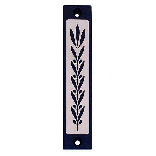 Agayof Mezuzah Case with Wheat Image in Dark Colors - 4 Inches