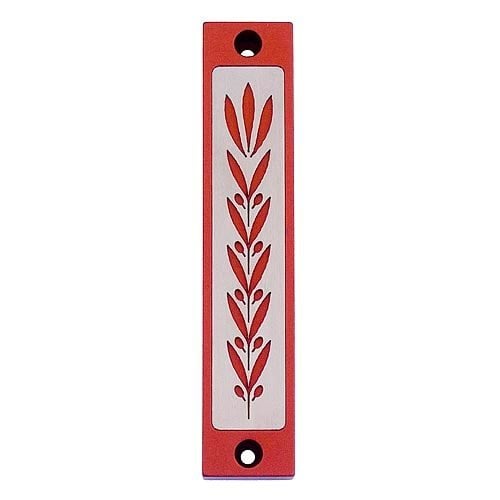 Agayof Mezuzah Case with Wheat Image in Dark Colors - 4 Inches