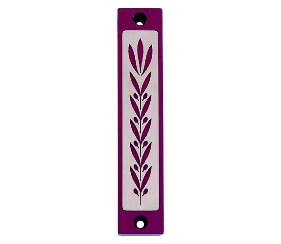 Agayof Mezuzah Case with Wheat Image in Dark Colors - 4 Inches