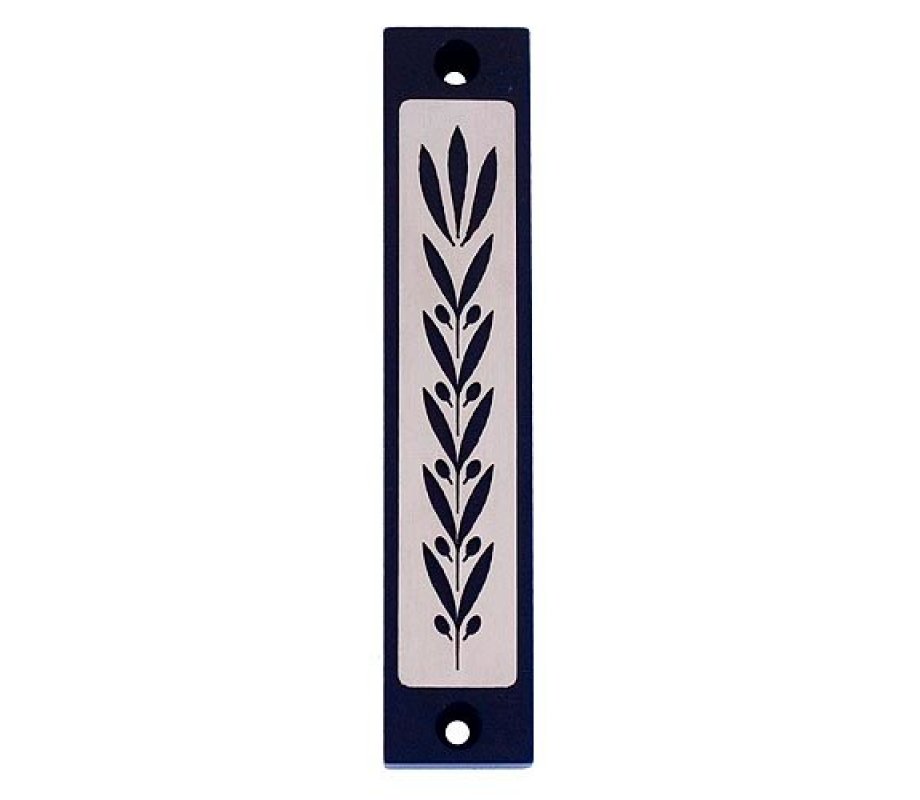 Agayof Mezuzah Case with Wheat Image in Dark Colors - 4 Inches