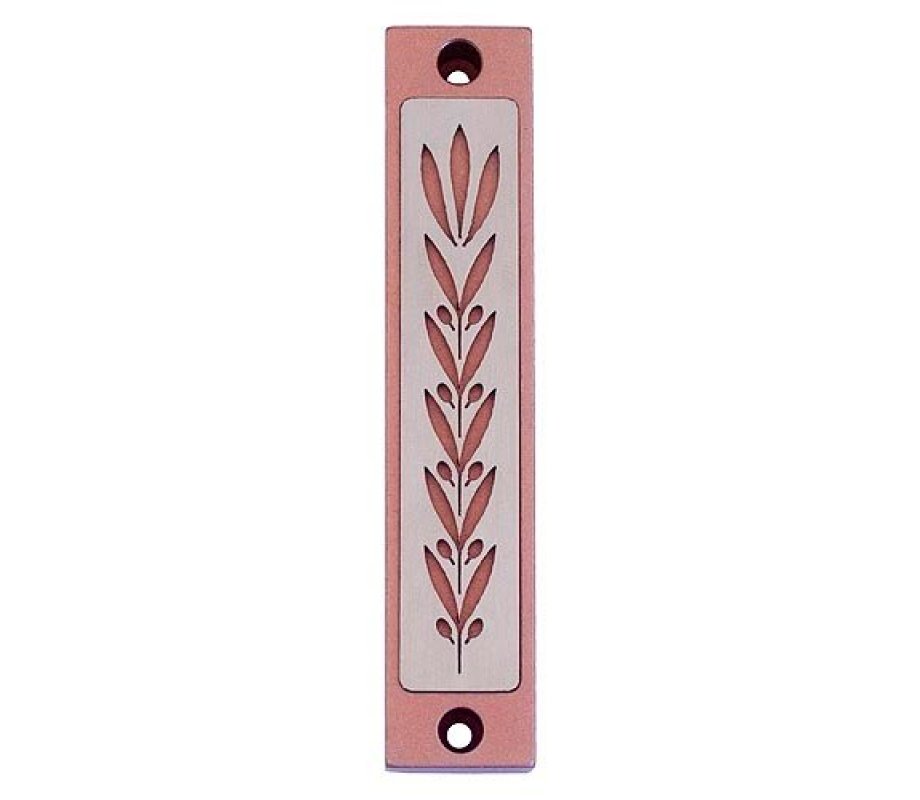 Agayof Mezuzah Case with Wheat Image in Light Colors - 4 Inches