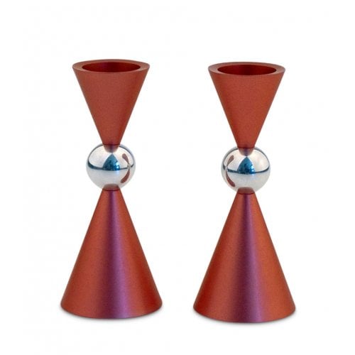 Agayof Mini Ball Series Aluminum Candlesticks - Red