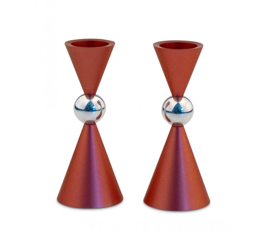 Agayof Mini Ball Series Aluminum Candlesticks - Red