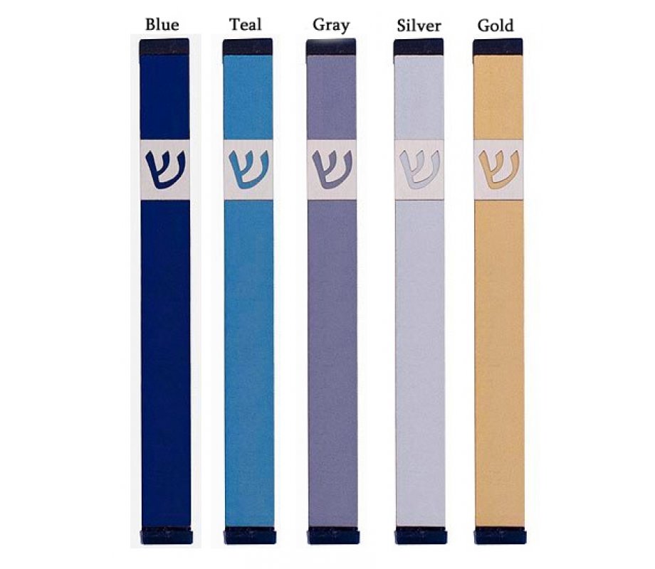 Agayof Pillar Mezuzah Case with Angular Shin, Light Colors - 6 Inches Height