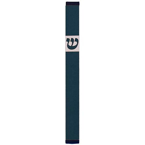 Agayof Pillar Mezuzah Case with Curving Shin, Dark Colors - 6 Inches Height