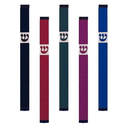 Agayof Pillar Mezuzah Case with Curving Shin, Dark Colors  7 Inches Height