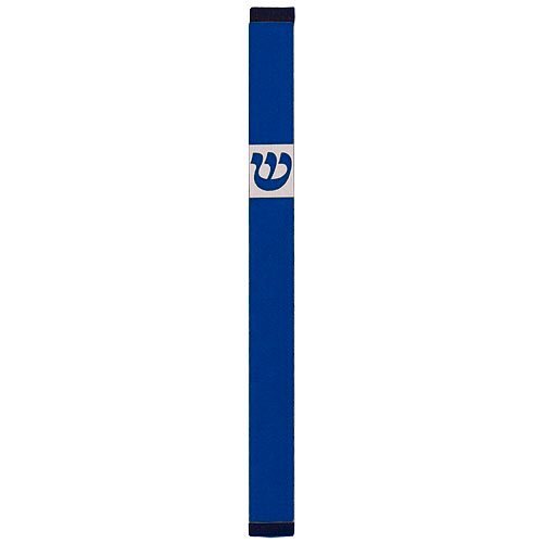 Agayof Pillar Mezuzah Case with Curving Shin, Dark Colors  7 Inches Height