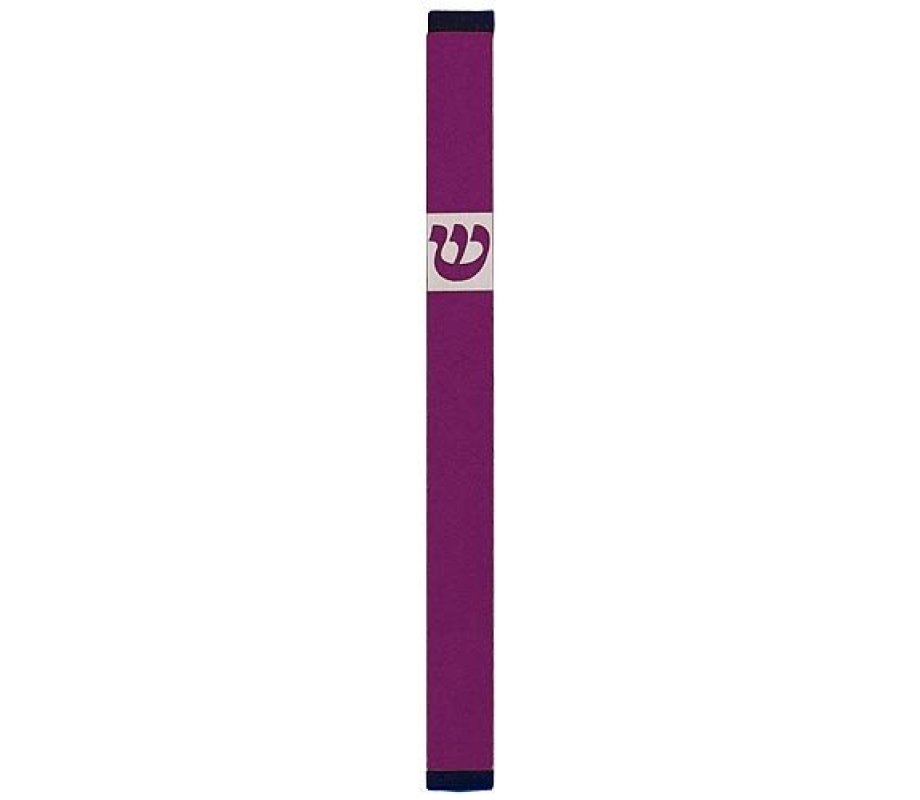 Agayof Pillar Mezuzah Case with Curving Shin, Dark Colors – 7 Inches Height