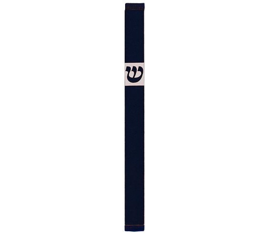 Agayof Pillar Mezuzah Case with Curving Shin, Dark Colors – 7 Inches Height