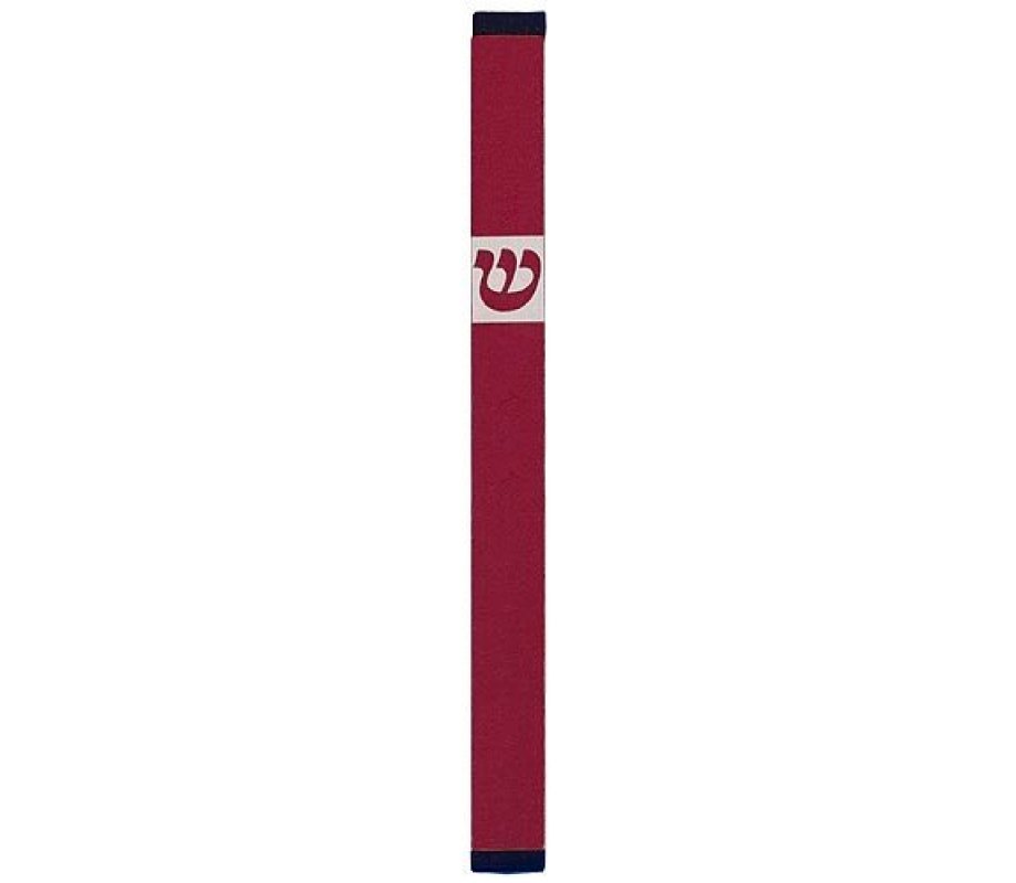 Agayof Pillar Mezuzah Case with Curving Shin, Dark Colors – 7 Inches Height