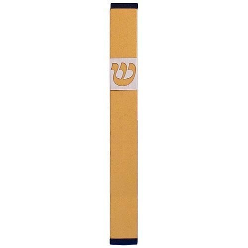 Agayof Pillar Mezuzah Case with Curving Shin, Light Colors - 5 Inches Height