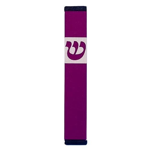 Agayof Pillar Mezuzah Case with Curving Shin in Dark Colors  4 Inches Height