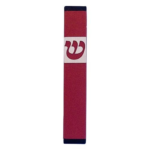 Agayof Pillar Mezuzah Case with Curving Shin in Dark Colors  4 Inches Height