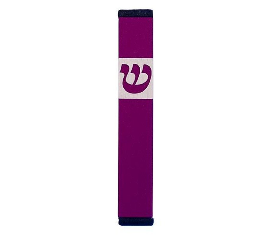 Agayof Pillar Mezuzah Case with Curving Shin in Dark Colors – 4 Inches Height