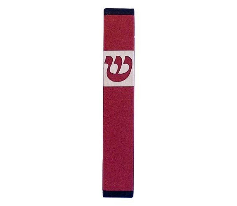 Agayof Pillar Mezuzah Case with Curving Shin in Dark Colors – 4 Inches Height