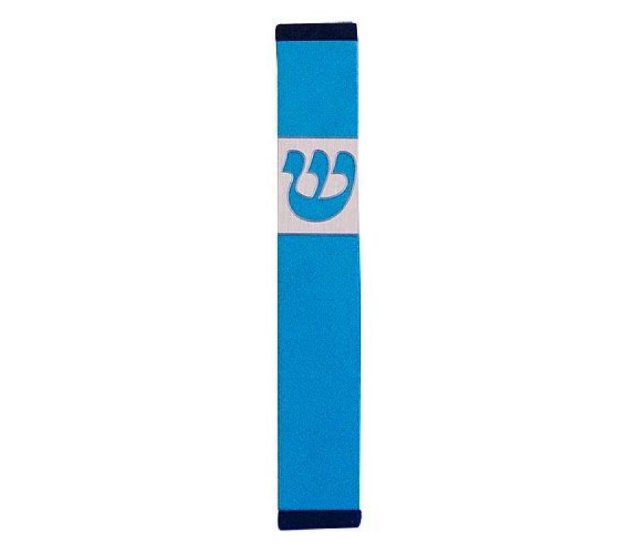 Agayof Pillar Mezuzah Case with Curving Shin in Dark Colors – 4 Inches Height