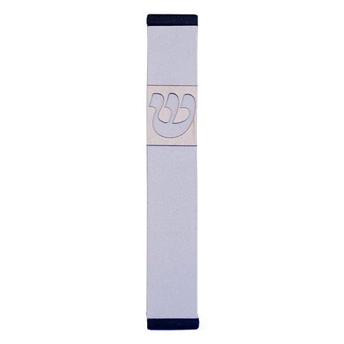 Agayof Pillar Mezuzah Case with Curving Shin, in Light Colors - 4 Inches Height