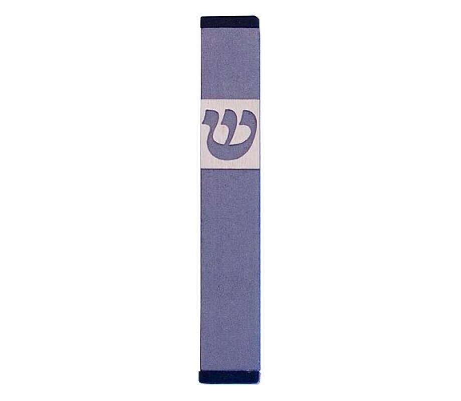 Agayof Pillar Mezuzah Case with Curving Shin, in Light Colors - 4 Inches Height