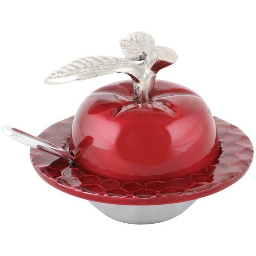 Aluminum Apple Honey Dish with Spoon