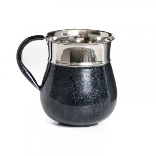 Aluminum Netilat Yadayim Wash Cup, with Blue Textured Design