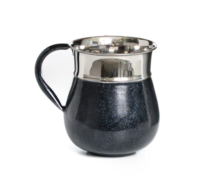 Aluminum Netilat Yadayim Wash Cup, with Blue Textured Design