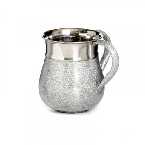 Aluminum Netilat Yadayim Wash Cup with Silver Textured Design