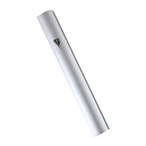 Aluminum Rounded Matte Silver Mezuzah Case - Silver 