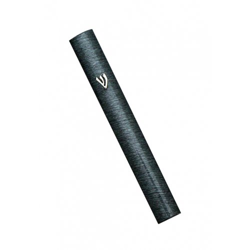 Aluminum Rounded Mezuzah Case, Metallic Blue and Black Stripes