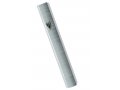 Aluminum Semi-Rounded Mezuzah Case, Metallic Silver-Gray and White Stripes