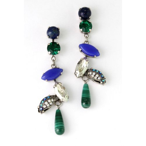 Amaro Handcrafted Blue Green Dangle Earrings - Green Planet Collection